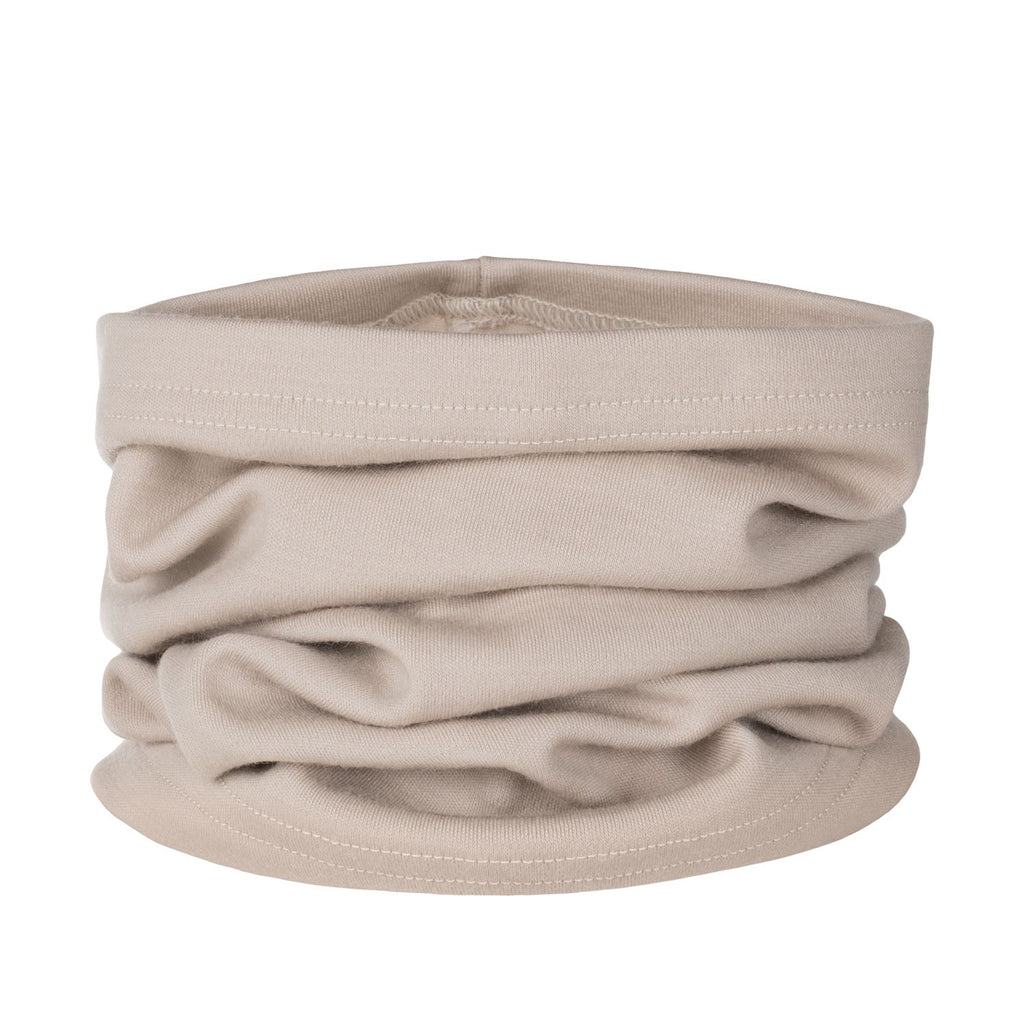 Beige Single-Layer Merino Wool Tube Scarf