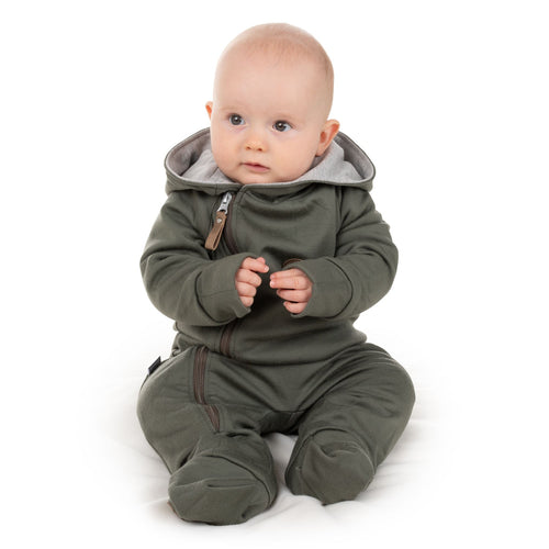 Cotton-Lined Merino Wool Baby Overall – Khaki