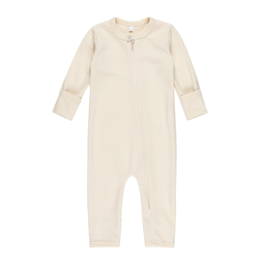 Merino Wool Baby Overall – White